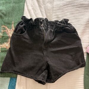 Princess Polly Black High Waist Ruffle Shorts